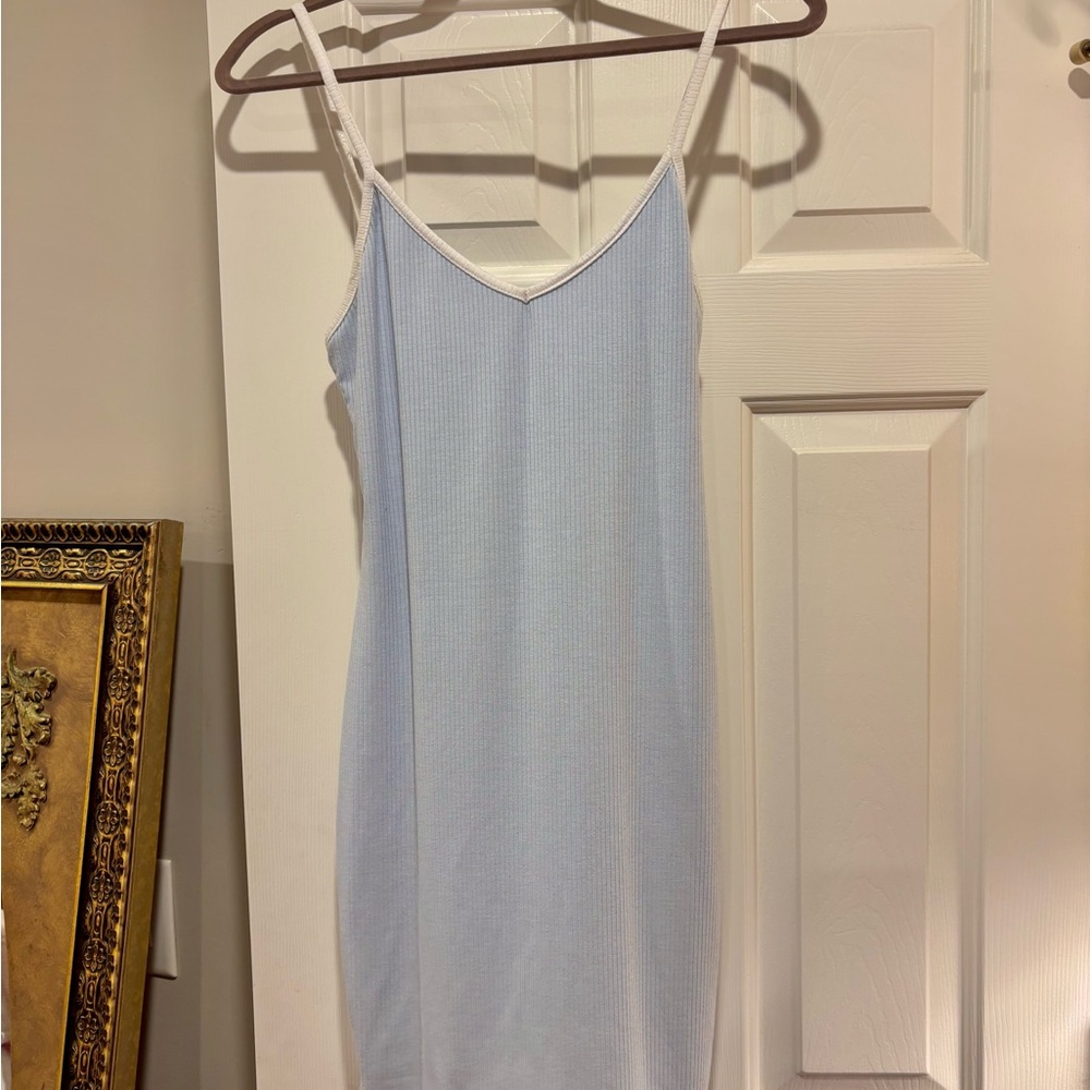 Cotton Ribbed Blue Tank Dress